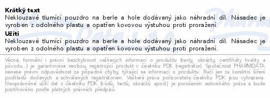 Neklouzavé tlumící pouzdro na berle a hole dodávaný jako náhradní díl. Násadec je vyroben z odolného plastu a opatřen kovovou výstuhou proti proražení.