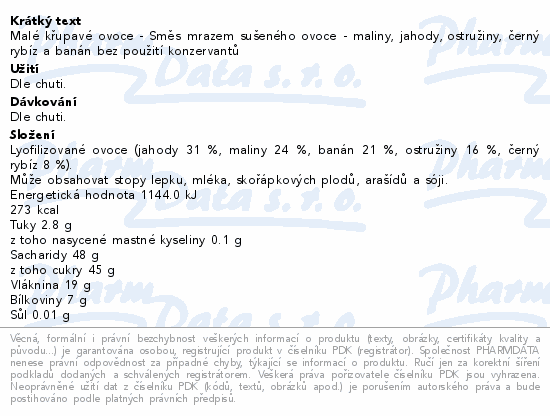Malé křupavé ovoce - Směs mrazem sušeného ovoce -  maliny, jahody, ostružiny, černý rybíz a banán bez použití konzervantů