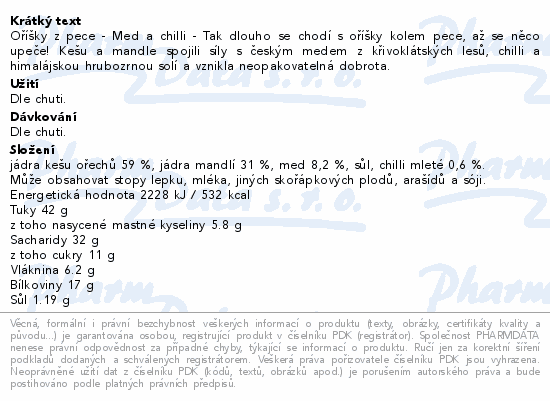 Oříšky z pece - Med a chilli - Tak dlouho se chodí s oříšky kolem pece, až se něco upeče! Kešu a mandle spojili síly s českým medem z křivoklátských lesů, chilli a himalájskou hrubozrnou solí a vznikla neopakovatelná dobrota.
