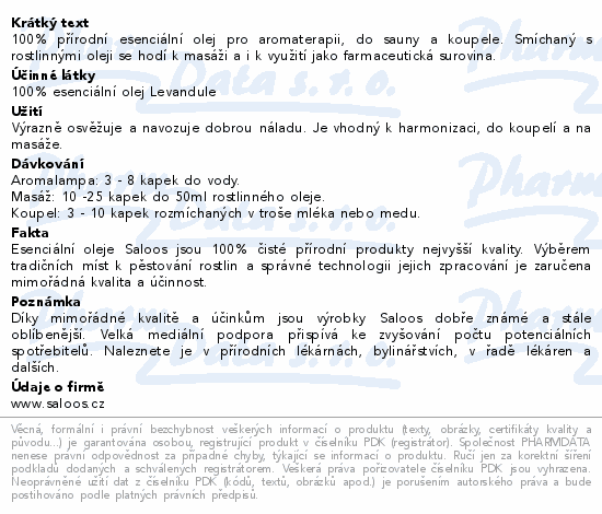 100% přírodní esenciální olej pro aromaterapii, do sauny a koupele. Smíchaný s rostlinnými oleji se hodí k masáži a i k využití jako farmaceutická surovina.