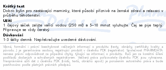 Dobro bylin pro nastávající maminky, které působí příznivě na ženské zdraví a relaxaci v průběhu těhotenství.