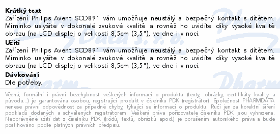Zařízení Philips Avent SCD891 vám umožňuje neustálý a bezpečný kontakt s dítětem. Miminko uslyšíte v dokonalé zvukové kvalitě a rovněž ho uvidíte díky vysoké kvalitě obrazu (na LCD displej o velikosti 8,5cm (3,5