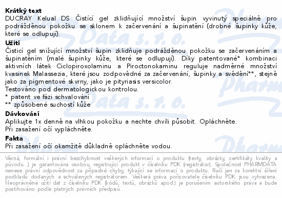 DUCRAY Kelual DS Čistící gel zklidňující množství šupin vyvinutý speciálně pro podrážděnou pokožku se sklonem k začervenání a šupinatění (drobné šupinky kůže, které se odlupují).