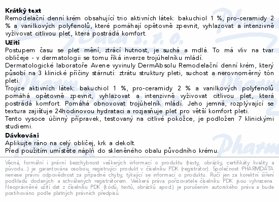 Remodelační denní krém obsahující trio aktivních látek: bakuchiol 1 %, pro-ceramidy 2 % a vanilkových polyfenolů, které pomáhají opětovně zpevnit, vyhlazovat a intenzivně vyživovat citlivou pleť, která postrádá komfort.