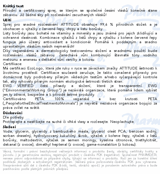 Přírodní a certifikovaný sprej, se kterým se společné česání vlásků konečně stane zábavou. Již žádné slzy při rozčesávání zacuchaných vlásků!